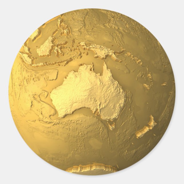 Sticker Rond Gold Globe - Metal Earth, Australie, Render 3d (Devant)