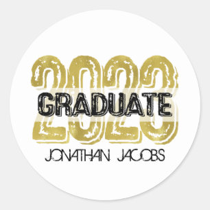 Sticker rond Gold GRAS 2023 pour diplômés Faux