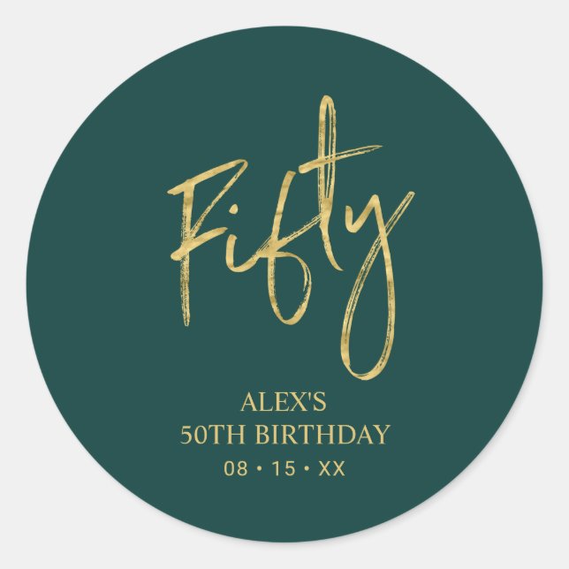 Sticker Rond Gold & Green Cinquante 50e anniversaire Favor Merc (Devant)