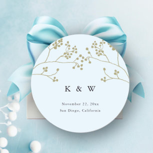 Sticker Rond Gold Green Ice Blue Elegant Chic Winter Wedding