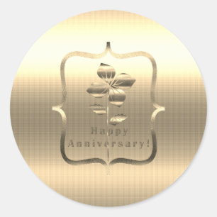 Sticker Rond Gold Happy Anniversary