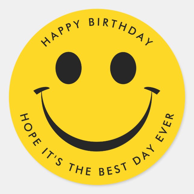 Sticker Rond Gold Happy Face Anniversaire (Devant)