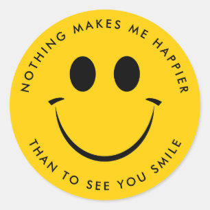 Sticker Rond Gold Happy Face Personnalisé