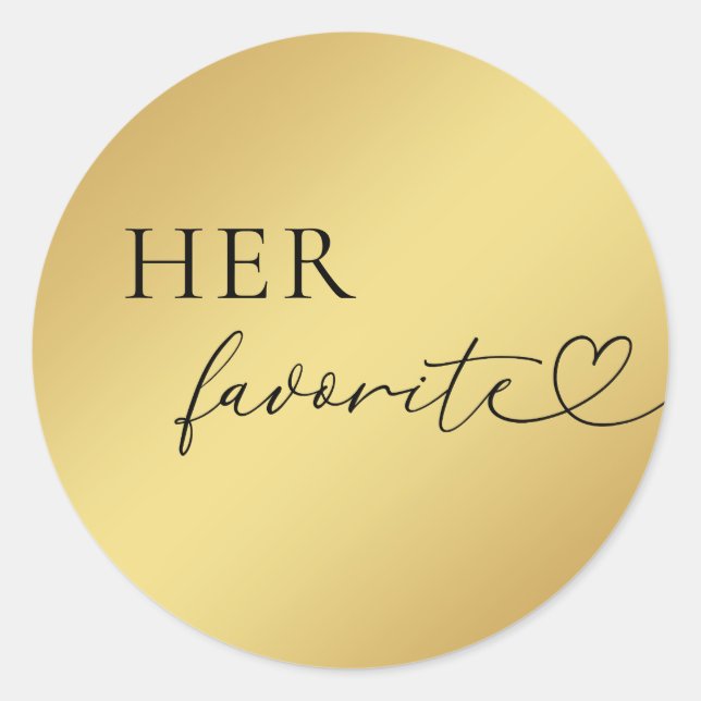 Sticker Rond Gold Heart Script Sa Faveur Mariage Favorite (Devant)