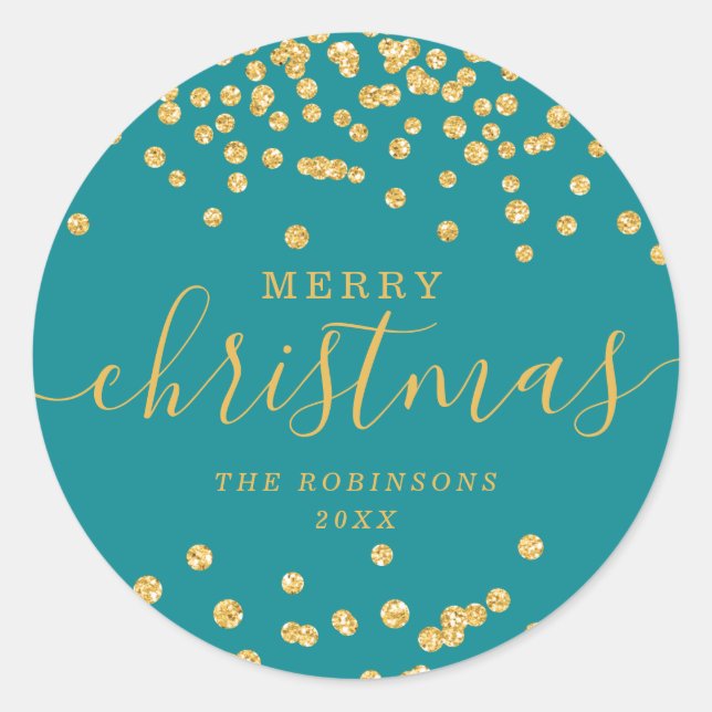 Sticker Rond Gold Holiday Parties scintillant de Noël Confetti  (Devant)