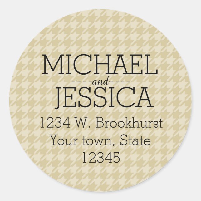 Sticker Rond Gold Houndstooth Adresse personnalisée (Devant)