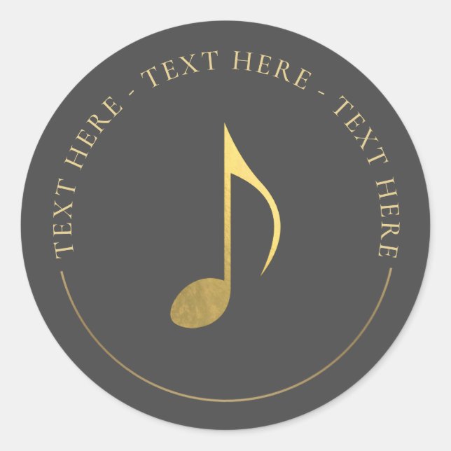 Sticker rond Gold huitième note de musique (Devant)