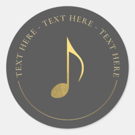 Sticker rond Gold huitième note de musique
