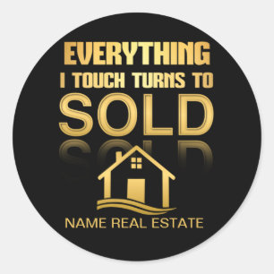 Sticker Rond Gold IMMOBILIER tout tourne à VENDRE