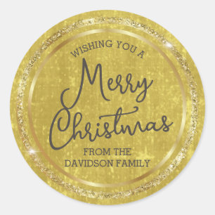 Sticker Rond Gold Joyeux Noël personnalisé