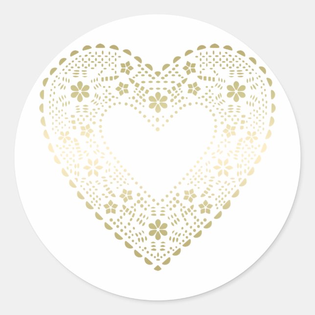 Sticker Rond Gold Lace Heart (Devant)