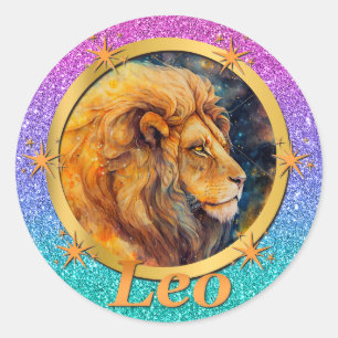 Sticker Rond Gold Leo Zodiac Horoscope Un Inspirant Motivationn