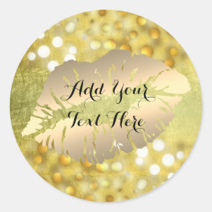 Sticker Rond Gold Lips Confetti Parties scintillant Classic Mod