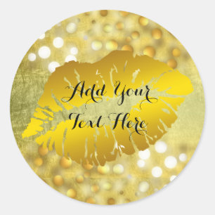 Sticker Rond Gold Lips Confetti Parties scintillant Classic Mod