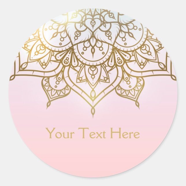 Sticker Rond Gold Mandala Rose Peach Chic Design Glam Favoriser (Devant)