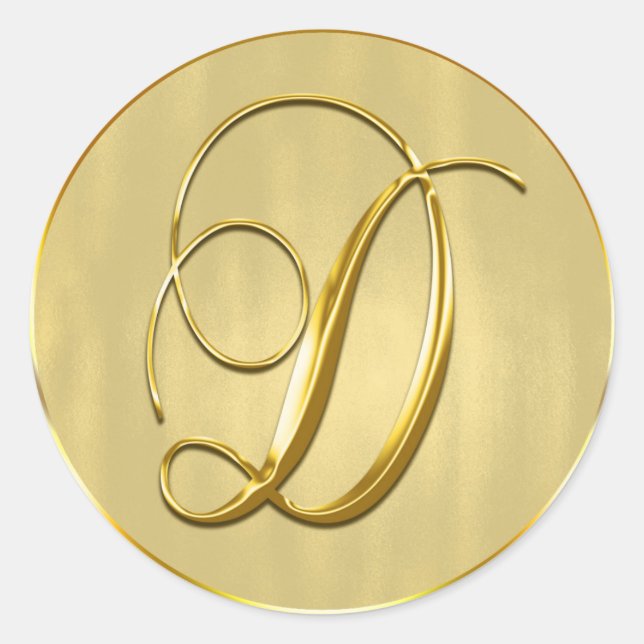 Sticker Rond Gold Monogram D Seal Faire-part de mariage Holiday (Devant)