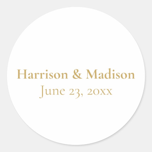 Sticker Rond Gold Monogram élégant script personnalisé mariage  (Devant)