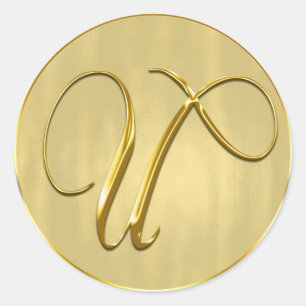 Sticker Rond Gold Monogram U Seal Faire-part de mariage Holiday