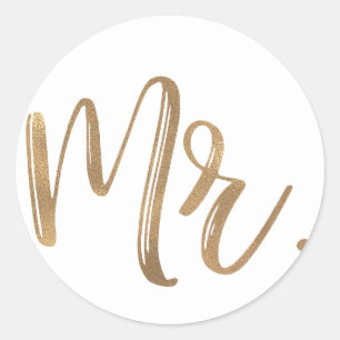 Sticker Rond Gold MR Mariage de typographie Groom Groomsman