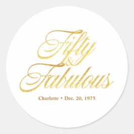 Sticker Rond Gold Parties scintillant 50 et Fabulous Modern 50e