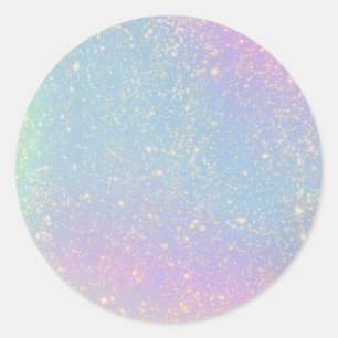 Sticker Rond Gold Pastel Rainbow Parties scintillant d'aquarell