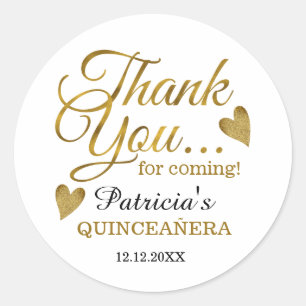 Sticker Rond Gold Quinceañera 15e anniversaire Merci de fête
