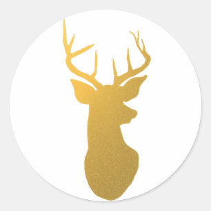 Sticker Rond Gold Reindeer Silhouette Vacances modernes