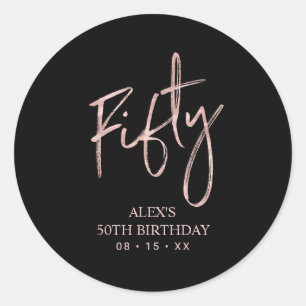 Sticker Rond Gold rose Lettrant Cinquante-50e anniversaire Favo