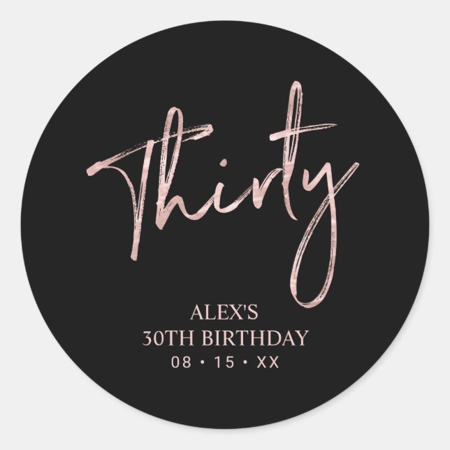 Sticker Rond Gold rose Lettrant Trente 30 Anniversaire Classe F (Devant)
