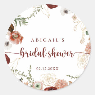 Sticker Rond Gold Rustic Colorful Fête des mariées florale Favo