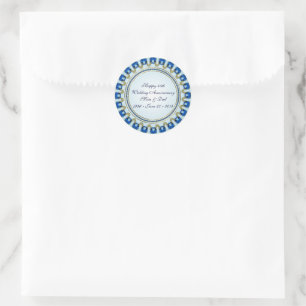 Sticker Rond Gold Sapphire Bleu 45e anniversaire Mariage