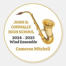 Sticker Rond Gold Saxophone Player Personalized Band