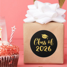Sticker Rond Gold Script Class of 2025 Graduation Favor