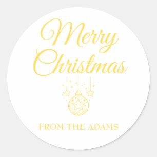 Sticker Rond Gold Simple Calligraphie Joyeux Noël Classique