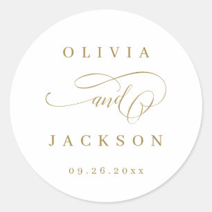 Sticker Rond Gold simple élégant script mariage pour mariage