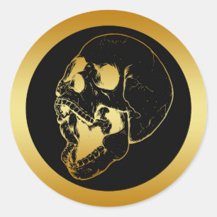 STICKER ROND GOLD SKULL