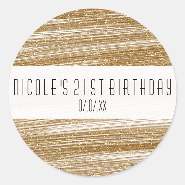Sticker Rond Gold Sparkle Parties scintillant & White Party Mod (Devant)