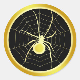 STICKER ROND GOLD SPIDER ET WEB
