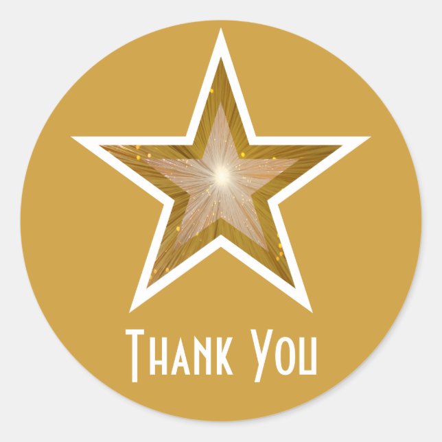 Sticker Rond Gold Star "Merci" collant rond jaune (Devant)