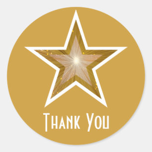 Sticker Rond Gold Star "Merci" collant rond jaune