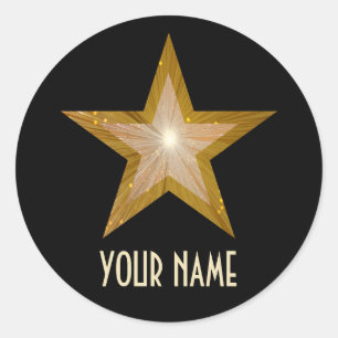 Sticker Rond Gold Star 'Nom' collant rond noir