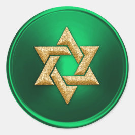 Sticker Rond Gold Star of David Enveloppe Sceau vert