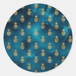 Sticker Rond Gold Turquoise Shell élégant chic élégant