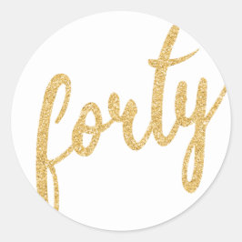 Sticker Rond Gold White 40 Anniversaire Parties scintillant de 