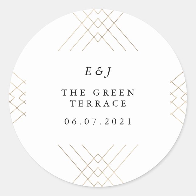 Sticker Rond Gold White Elegance Diamond Geo Deco Mariage (Devant)