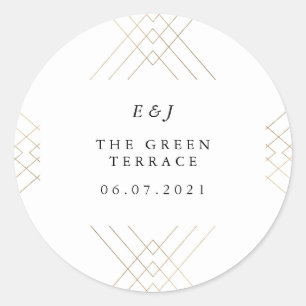 Sticker Rond Gold White Elegance Diamond Geo Deco Mariage