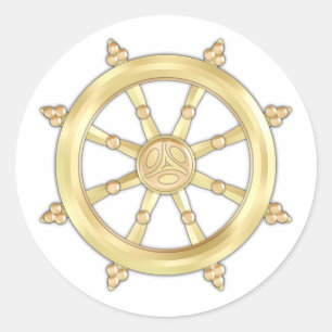 Sticker Rond Golden Dharmacakra