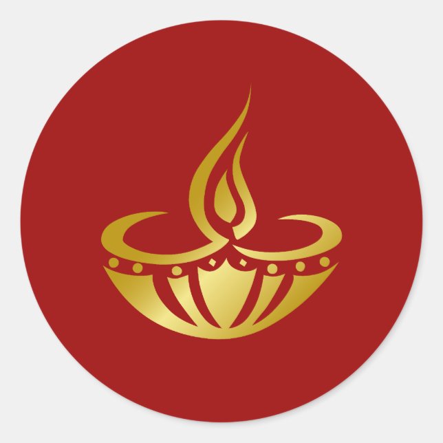 Sticker Rond Golden Diwali Lampe Design (Devant)