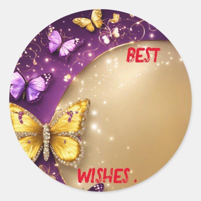 Sticker Rond "Golden Euphoria : Enchanter les papillons papillo (Devant)