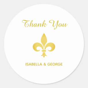 Sticker Rond Golden Fleur de Lis en blanc